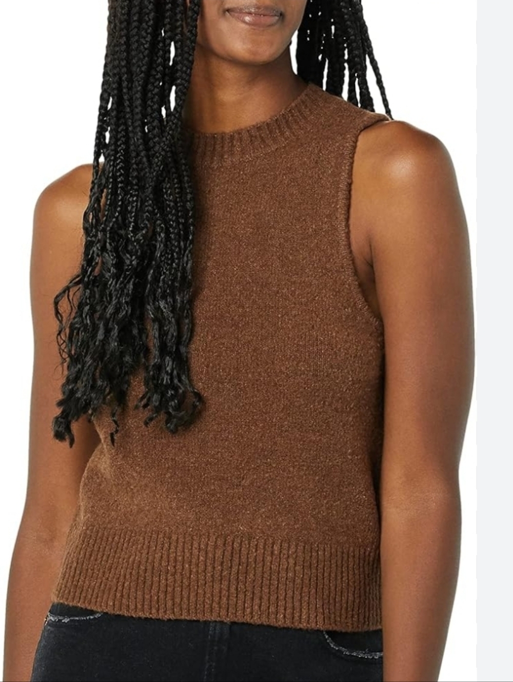 DAILY RITUAL BROWN SLEEVELES BOUCLE KNIT SWEATER VEST SMALL / MEDIUM NWT